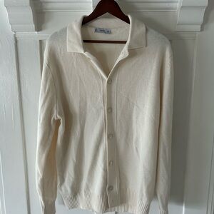 Men's Mango Cream Knit Polo Sweater